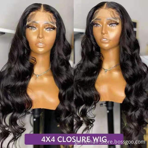 wholesale frontal custom wigs 100%  Body Wave 4*4" 13*4"  transparent Lace brazilian human hair lace front human hair wigs